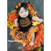 Halloween Black Baby Bodysuit Spider Web Pumpkin Pettiskirt & Sparkle Rhinestone Orange Pumpkin Print JS4770